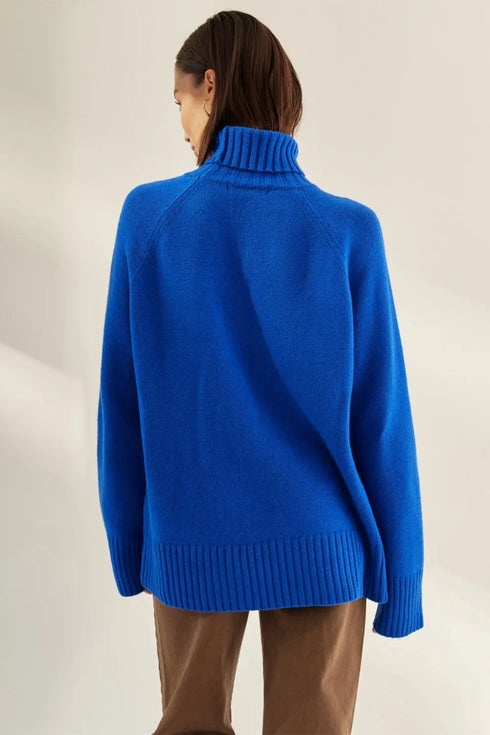 'Scarlett' Ribbed Knit Turtleneck Sweater - Celes Fashion